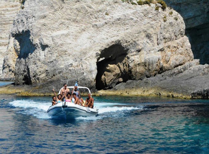 Navagio – Local Caves – Shiza by inflatable boat with captain, 5-9 persons, 6 hrs