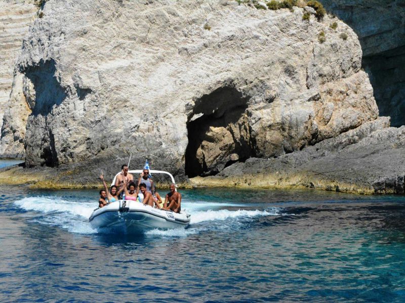 Navagio – Famous Blue Caves by inflatable boat with captain, 2-4 persons, 4 hours